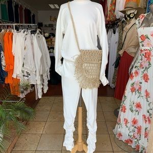 White sweat suit set